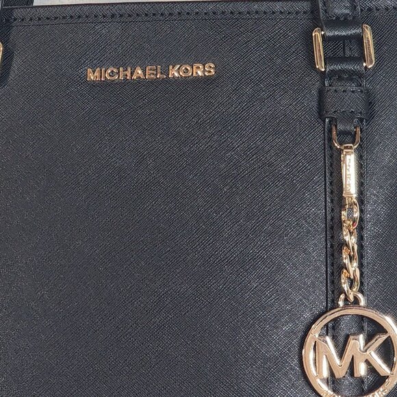 Michael Michael Kors Black Leather Gold Hardware w/Keychain Large Sady Tote Bag - Picture 3 of 16